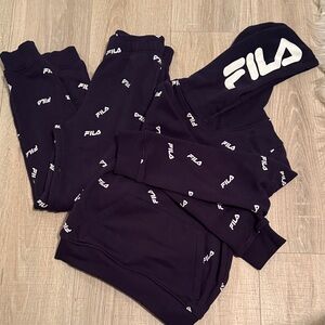 Fila Dark Blue Hoodie and Joggers with White Logo